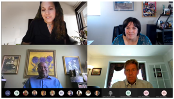 Teams meeting screenshot of Carin Michel, Amy Lucero, Derrell Turner, and Arlan Finfrock.
